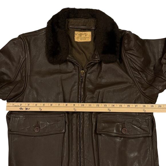 Vtg United States Navy G-1 Flight Jacket Mens 40 Brown Leather Bomber Military - Picture 8 of 13